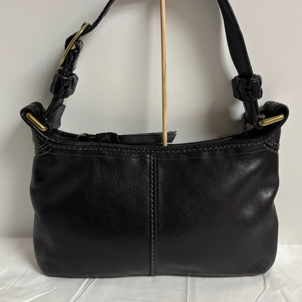 Vintage Coach black leather Bleeker style shoulder bag - Picture 2 of 10